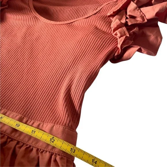 Ulla Johnson Orange Rust Ruffle Dress SZ 0 Spring - Picture 10 of 12